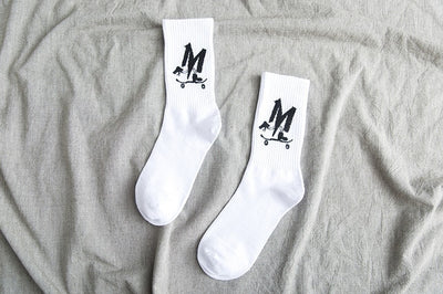 men's white black socks