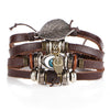 Leaf Feather Multilayer Leather Bracelet Men