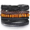 Leaf Feather Multilayer Leather Bracelet Men