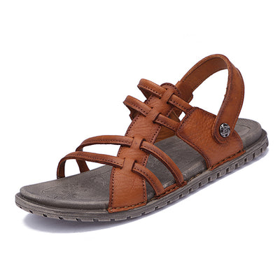 YIXI Summer Sandals Men Leather Casual Shoes