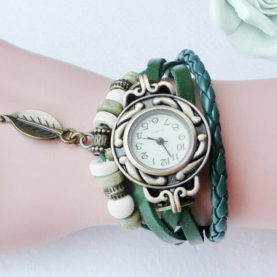 Brand Fashion Women Bracelet Leaf Pendant Watch