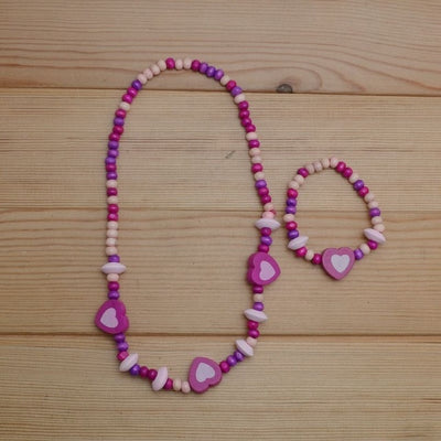 TopHanqi Red Wood Beads Girls Jewelry Sets