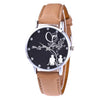 Printed Dial Watch Ladies Leather Sport Quartz Wrist Watch