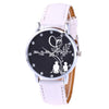 Printed Dial Watch Ladies Leather Sport Quartz Wrist Watch