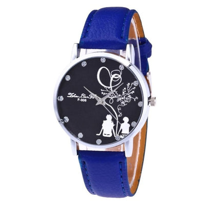 Printed Dial Watch Ladies Leather Sport Quartz Wrist Watch