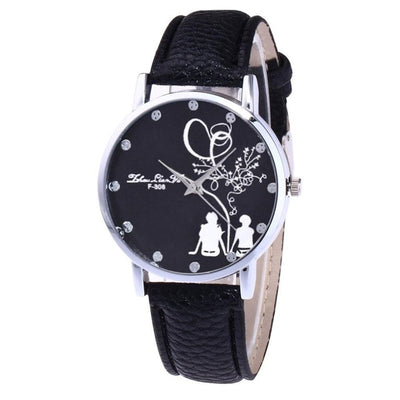 Printed Dial Watch Ladies Leather Sport Quartz Wrist Watch