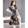 Short Sleeve Daffodils Floral Printed Casual Dress