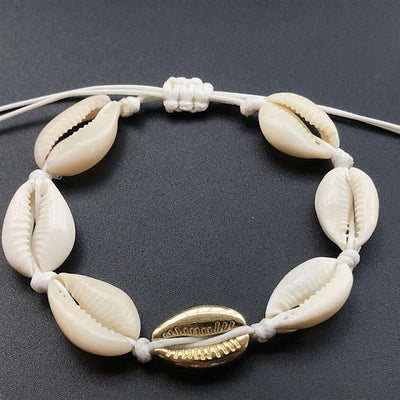 Handmade Natural Seashell Hand Knit Bracelet