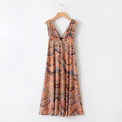 Summer New Knit Printed Beach Dress