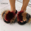 COOLSA Ladies Colorful Fox Fur Fluffy Slippers