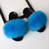 COOLSA Ladies Colorful Fox Fur Fluffy Slippers