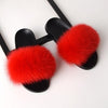 COOLSA Ladies Colorful Fox Fur Fluffy Slippers