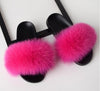 COOLSA Ladies Colorful Fox Fur Fluffy Slippers