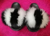 COOLSA Ladies Colorful Fox Fur Fluffy Slippers