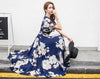 Women V-neck printing Chiffon Bell sleeve Dress