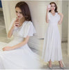 Women V-neck printing Chiffon Bell sleeve Dress